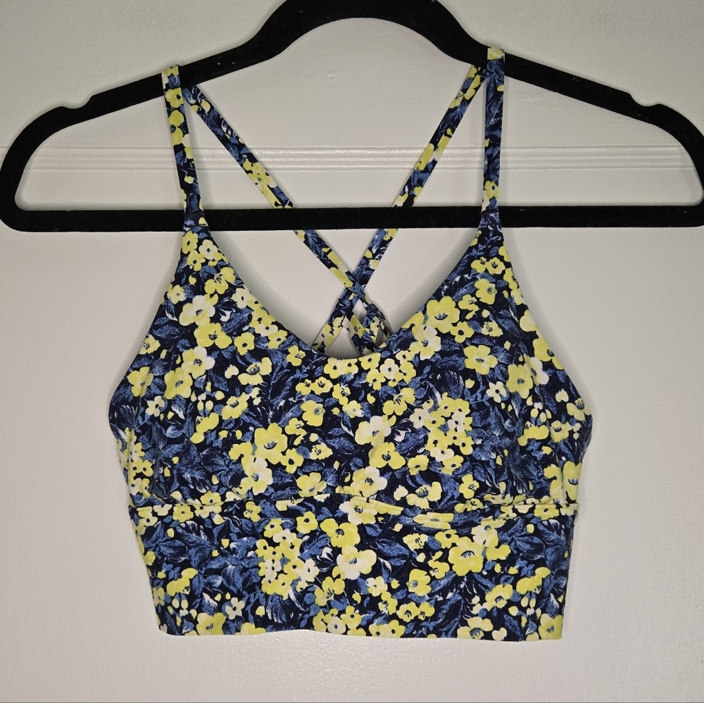 Aerie Offline Floral Sports Bra - Women's X-Small - Blue & Yellow